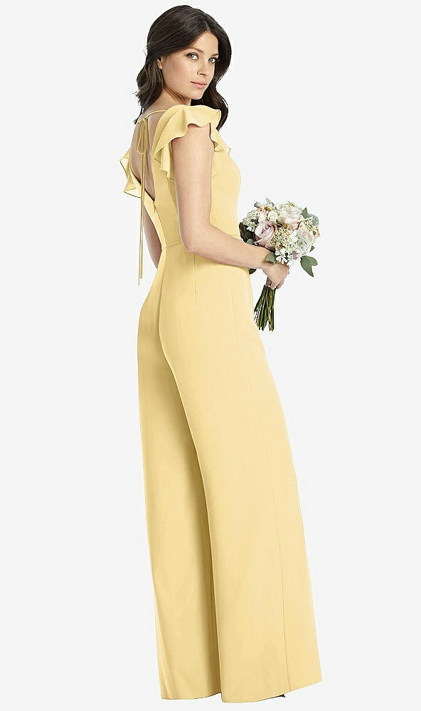 Back View - Buttercup Ruffled Sleeve Low V-Back Jumpsuit - Adelaide