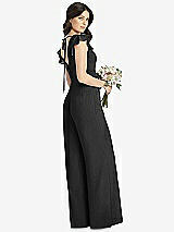 Rear View Thumbnail - Black Ruffled Sleeve Low V-Back Jumpsuit - Adelaide