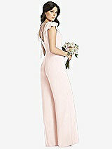 Rear View Thumbnail - Blush Ruffled Sleeve Low V-Back Jumpsuit - Adelaide