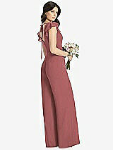 Rear View Thumbnail - English Rose Ruffled Sleeve Low V-Back Jumpsuit - Adelaide