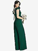 Rear View Thumbnail - Hunter Green Ruffled Sleeve Low V-Back Jumpsuit - Adelaide