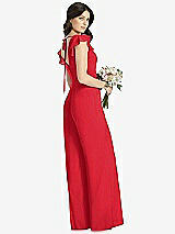 Rear View Thumbnail - Parisian Red Ruffled Sleeve Low V-Back Jumpsuit - Adelaide