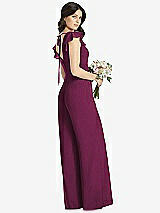 Rear View Thumbnail - Ruby Ruffled Sleeve Low V-Back Jumpsuit - Adelaide