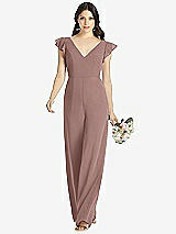 Front View Thumbnail - Sienna Ruffled Sleeve Low V-Back Jumpsuit - Adelaide