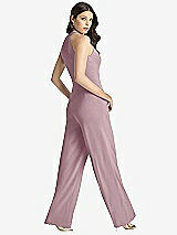 Rear View Thumbnail - Dusty Rose Wide Strap Stretch Maxi Dress with Pockets