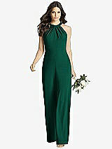 Front View Thumbnail - Hunter Green Wide Strap Stretch Maxi Dress with Pockets