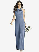 Front View Thumbnail - Larkspur Blue Wide Strap Stretch Maxi Dress with Pockets