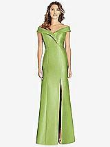 Front View Thumbnail - Mojito Off-the-Shoulder Cuff Trumpet Gown with Front Slit
