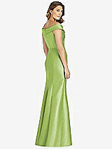 Rear View Thumbnail - Mojito Off-the-Shoulder Cuff Trumpet Gown with Front Slit