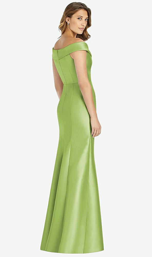 Back View - Mojito Off-the-Shoulder Cuff Trumpet Gown with Front Slit