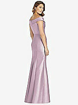 Rear View Thumbnail - Suede Rose Off-the-Shoulder Cuff Trumpet Gown with Front Slit