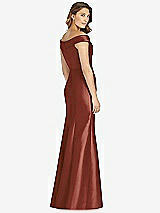 Rear View Thumbnail - Auburn Moon Off-the-Shoulder Cuff Trumpet Gown with Front Slit
