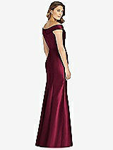 Rear View Thumbnail - Cabernet Off-the-Shoulder Cuff Trumpet Gown with Front Slit