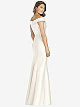 Rear View Thumbnail - Ivory Off-the-Shoulder Cuff Trumpet Gown with Front Slit