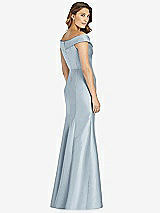 Rear View Thumbnail - Mist Off-the-Shoulder Cuff Trumpet Gown with Front Slit