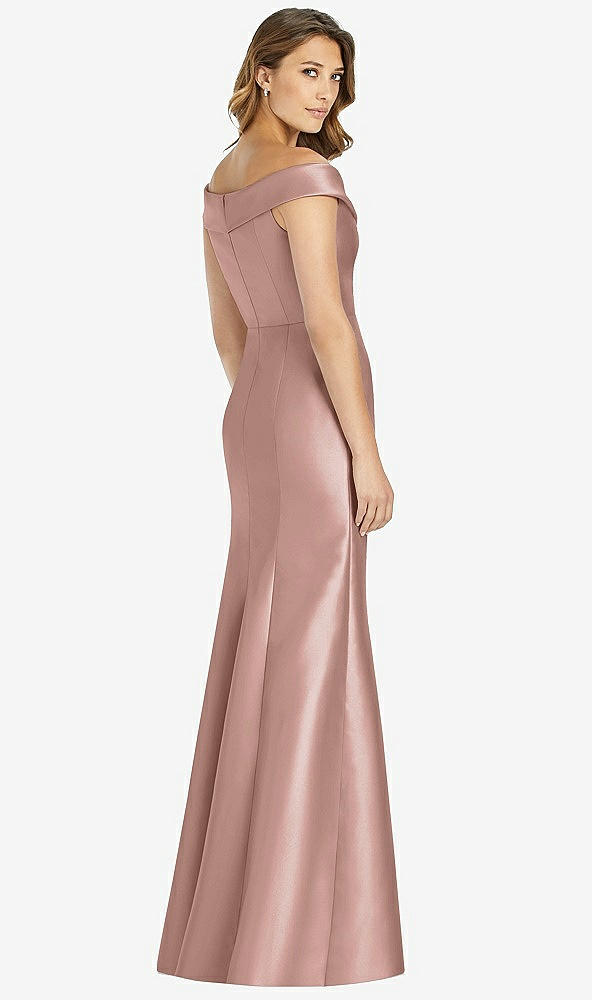 Back View - Neu Nude Off-the-Shoulder Cuff Trumpet Gown with Front Slit