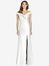 Front View Thumbnail - White Off-the-Shoulder Cuff Trumpet Gown with Front Slit