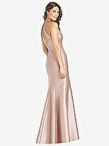 Rear View Thumbnail - Toasted Sugar V-Neck Halter Satin Trumpet Gown
