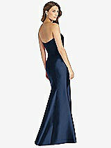 Rear View Thumbnail - Midnight Navy Strapless Draped Bodice Trumpet Gown 