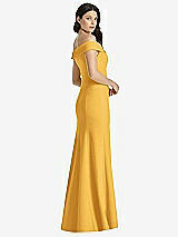 Rear View Thumbnail - NYC Yellow Off-the-Shoulder Notch Trumpet Gown with Front Slit