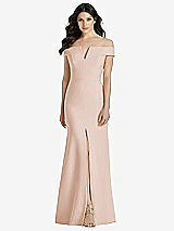 Front View Thumbnail - Cameo Off-the-Shoulder Notch Trumpet Gown with Front Slit