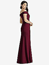 Rear View Thumbnail - Cabernet Off-the-Shoulder Notch Trumpet Gown with Front Slit