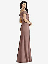Rear View Thumbnail - Sienna Off-the-Shoulder Notch Trumpet Gown with Front Slit