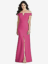 Front View Thumbnail - Tea Rose Off-the-Shoulder Notch Trumpet Gown with Front Slit