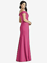 Rear View Thumbnail - Tea Rose Off-the-Shoulder Notch Trumpet Gown with Front Slit