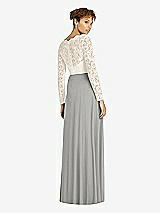 Rear View Thumbnail - Chelsea Gray & Ivory Long Sleeve Illusion-Back Lace and Chiffon Dress