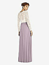 Rear View Thumbnail - Lilac Dusk & Ivory Long Sleeve Illusion-Back Lace and Chiffon Dress
