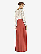 Rear View Thumbnail - Amber Sunset & Ivory Long Sleeve Illusion-Back Lace and Chiffon Dress