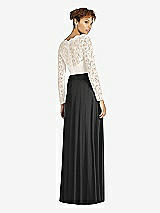 Rear View Thumbnail - Black & Ivory Long Sleeve Illusion-Back Lace and Chiffon Dress