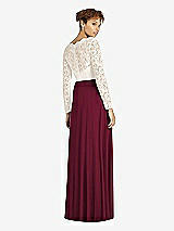 Rear View Thumbnail - Cabernet & Ivory Long Sleeve Illusion-Back Lace and Chiffon Dress