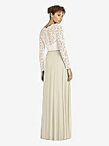 Rear View Thumbnail - Champagne & Ivory Long Sleeve Illusion-Back Lace and Chiffon Dress