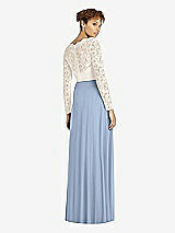 Rear View Thumbnail - Cloudy & Ivory Long Sleeve Illusion-Back Lace and Chiffon Dress