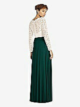 Rear View Thumbnail - Evergreen & Ivory Long Sleeve Illusion-Back Lace and Chiffon Dress