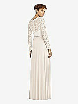 Rear View Thumbnail - Oat & Ivory Long Sleeve Illusion-Back Lace and Chiffon Dress