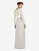 Rear View Thumbnail - Oyster & Ivory Long Sleeve Illusion-Back Lace and Chiffon Dress