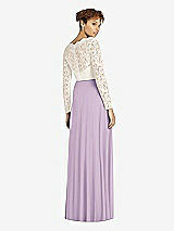 Rear View Thumbnail - Pale Purple & Ivory Long Sleeve Illusion-Back Lace and Chiffon Dress