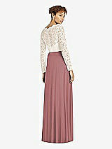 Rear View Thumbnail - Rosewood & Ivory Long Sleeve Illusion-Back Lace and Chiffon Dress