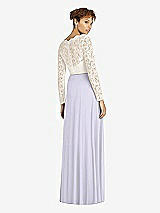 Rear View Thumbnail - Silver Dove & Ivory Long Sleeve Illusion-Back Lace and Chiffon Dress