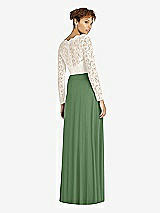 Rear View Thumbnail - Vineyard Green & Ivory Long Sleeve Illusion-Back Lace and Chiffon Dress
