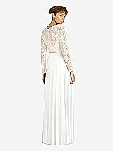 Rear View Thumbnail - White & Ivory Long Sleeve Illusion-Back Lace and Chiffon Dress