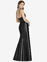 Rear View Thumbnail - Black Maxi Length Spaghetti Strap Mermaid Dress