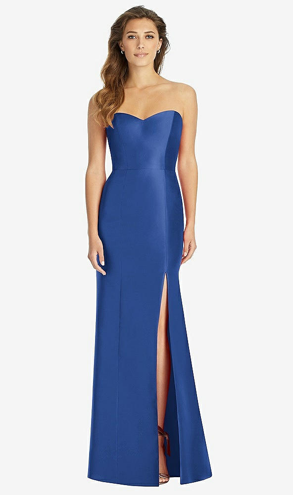 Front View - Classic Blue Full-length Strapless Sweetheart Neckline Dress