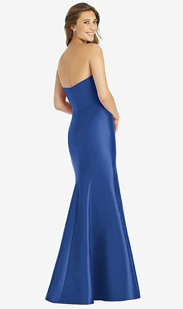 Back View - Classic Blue Full-length Strapless Sweetheart Neckline Dress