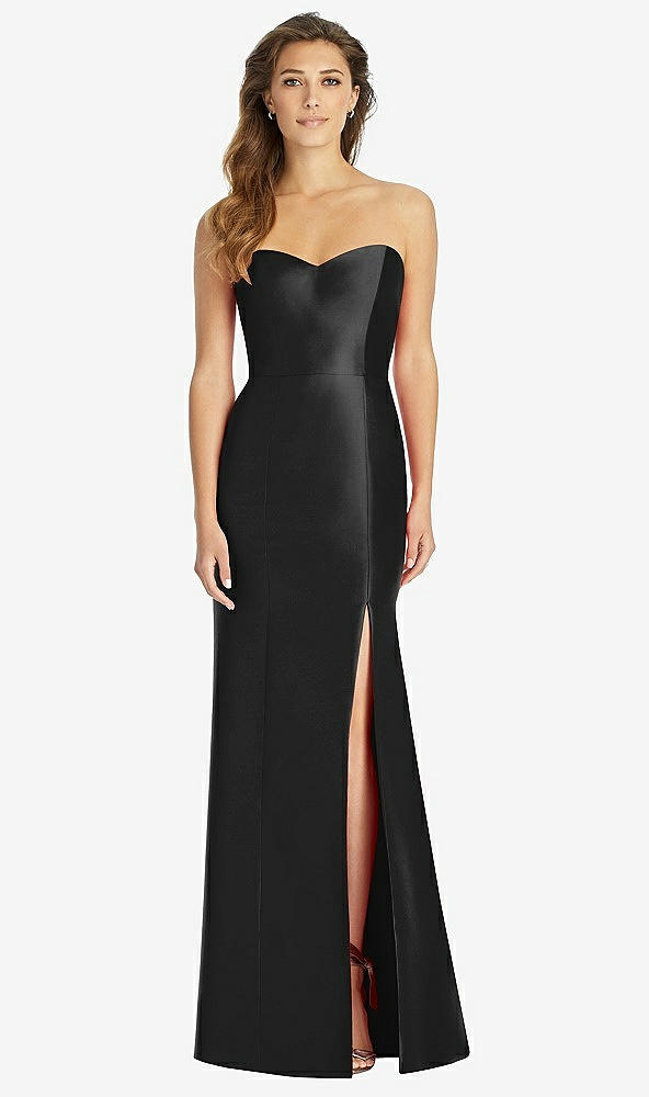 Front View - Black Full-length Strapless Sweetheart Neckline Dress