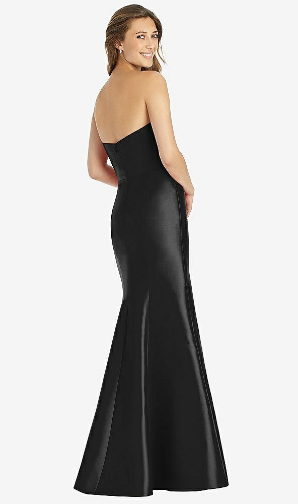Back View - Black Full-length Strapless Sweetheart Neckline Dress
