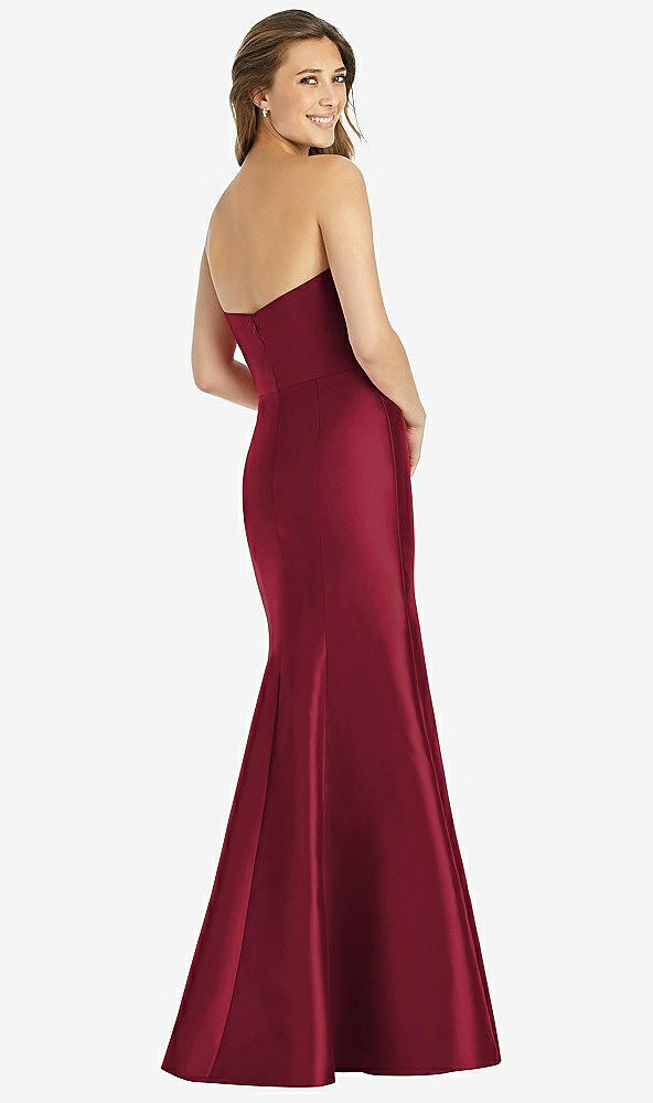 Back View - Burgundy Full-length Strapless Sweetheart Neckline Dress